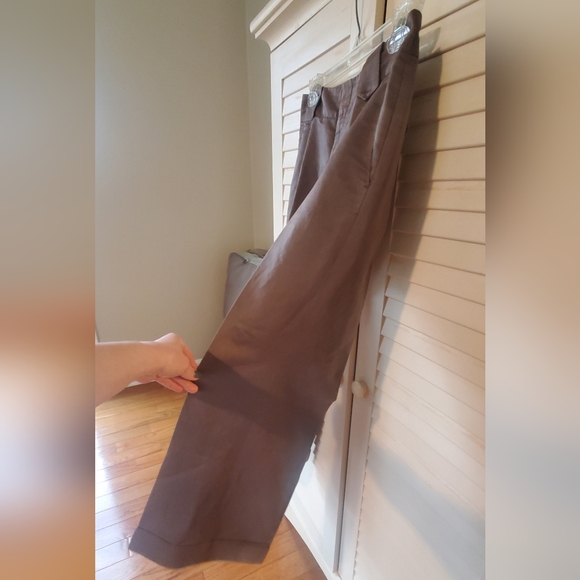 Banana Republic Martin Fit 00P Wide Leg Slacks mushroom color - Picture 3 of 12